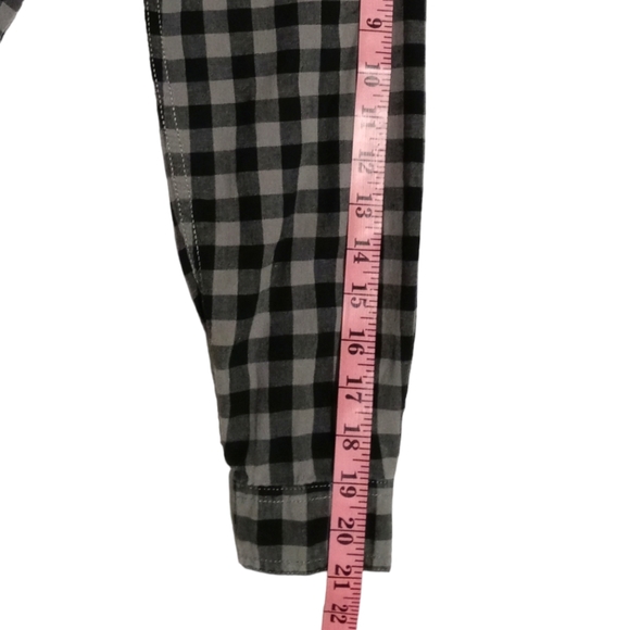 Cherokee Boys Plaid Button-Down Shirt. Size L/G 12-14. Black and Gray - Picture 6 of 12